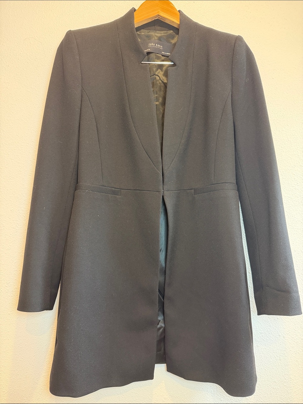 Zara Black Longline Open-Front BlazerSize Medium